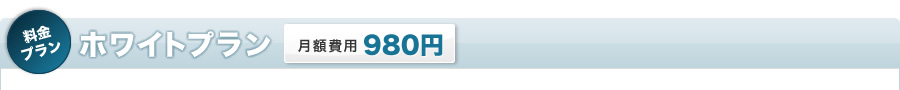 料金プラン　ホワイトプラン　【月額費用】980円